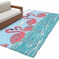 thumbnail image 2 of Summer Cute Flamingo Runner Rug 2.7x5 FT, Non Slip Entryway Carpet, Cartoon Animal Cloud Blue Sky Washable Soft Floor Carpet Entrance Mat Non-Shedding Throw Rug for Hallway Laundry Room Bedside, 2 of 9