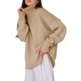 thumbnail image 2 of Sedceaty Women's Autumn Winter Casual Knit Sweater Solid Color Long Sleeve High Neck Knitwear, 2 of 3