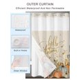thumbnail image 2 of No Hook Cloth Fabric Shower Curtain with Snap in Liner, Pumpkins Thanksgiving Waterproof Shower Curtains Set with See Through Top Window, Beige Country Vintage Leaf Farmhouse Bath Curtains 54"x78", 2 of 6