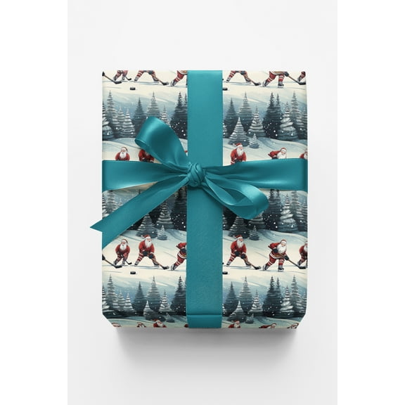 London Penny Premium Wrapping Paper - Hockey Claus in Action
