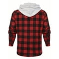thumbnail image 4 of SANOPY Men's Flannel Hoodie Shirts Casual Button Down Plaid Shirt Jackets For Men Long Sleeve Stylish Hoodie With Pocket, 4 of 6