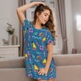 thumbnail image 3 of Fotbe Sailboat With Sailing Pattern Women's Cotton Nightgown Sleepwear Short Sleeves Shirt Casual Print Sleepdress, 3 of 6
