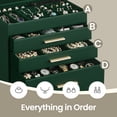 thumbnail image 4 of LEDREM Jewelry Box Organizer, 4-Layer Stackable Storage with 3 Drawers & Glass Lid, Modern Vanity Display Case for Earrings Necklaces Rings, Forest Green and Gold, 4 of 7
