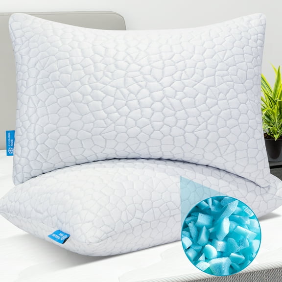 CompuClever Shredded Memory Foam Bed Pillow with Adjustable, 1 Pack Queen Size Cooling Pillow
