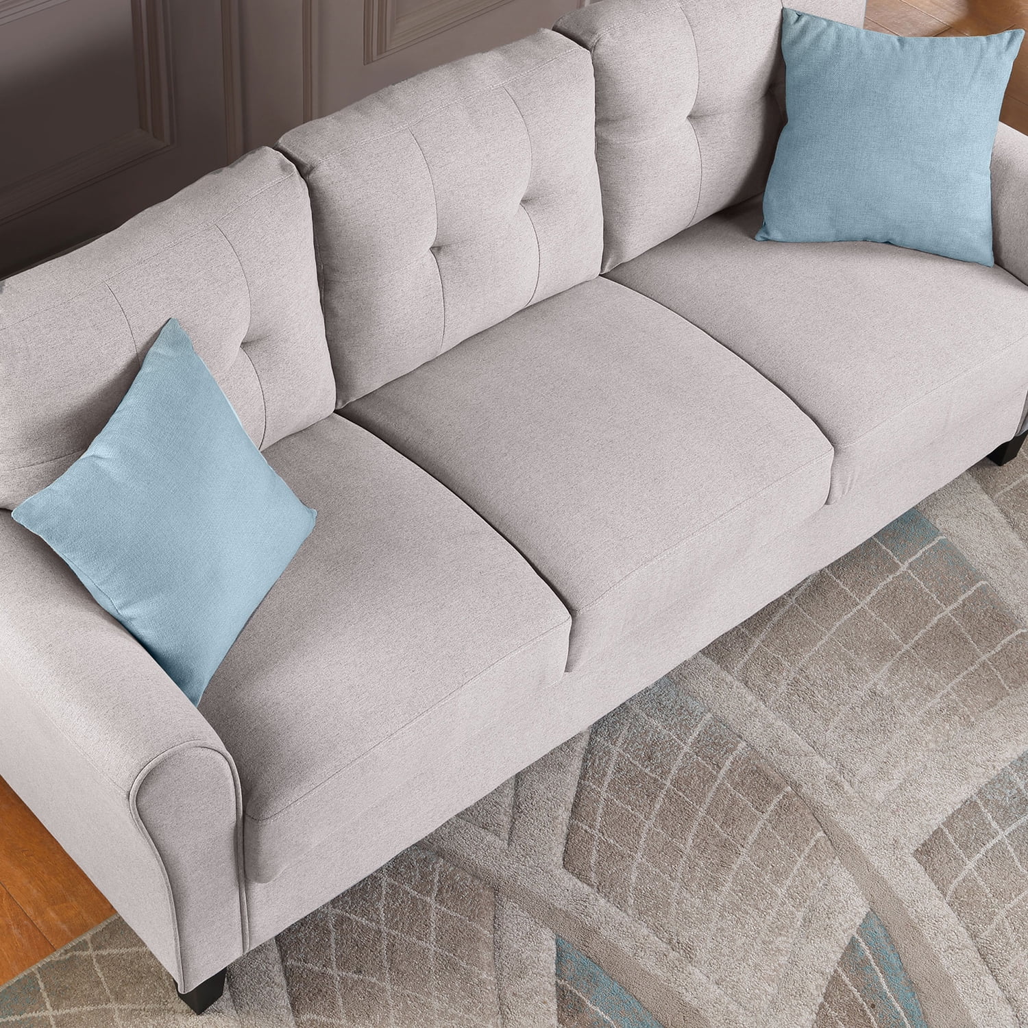 Kadyn 79.9" Upholstered Sofa Couch, Modern Linen 3 Seater Sofa Couch for Living Room, Living Room Square Sofa Couch for Office, Light Grey Kadyn 79.9" Upholstered Sofa Couch, Modern Linen 3 Seater Sofa Couch for Living Room, Living Room Square Sofa Couch for Office, Light Grey