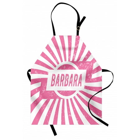 

Barbara Apron Radial Background with Name in Rectangle in the Middle Grunge Illustration Unisex Kitchen Bib Apron with Adjustable Neck for Cooking Baking Gardening Pale Pink and White by Ambesonne