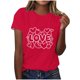 thumbnail image 5 of Pantalones Cortos para las Mujeres Sexy Impreso Suéter Superior, Día de San Valentín Casual Cuello Redondo Blusa Tee, 5 of 5