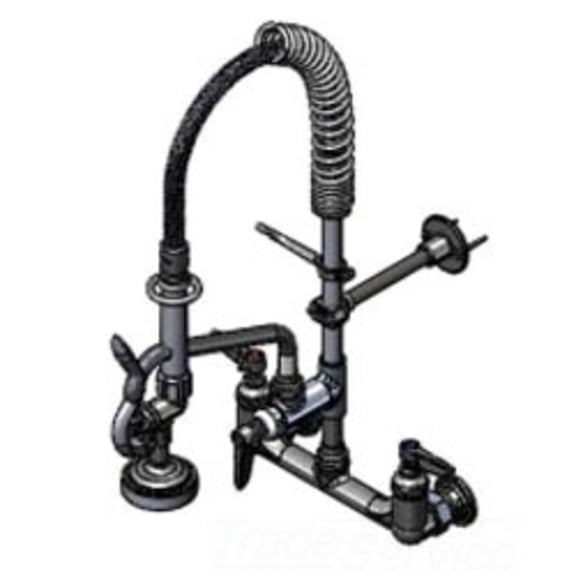 T&S Brass MPZ-8WLN-08 Mini PRU: 8 Wall Mount Base, B-0107, 8 Swivel Nozzle, Lever Handles, Wall Bracket