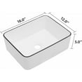 thumbnail image 5 of Dcolora 16"x12" Rectangular Vessel Sink with Black Rim – White Ceramic Bathroom Sink, Modern Above Counter Vanity Basin, Stylish Sink for Bathroom Remodel, Luxury Lavatory Sink, 5 of 6
