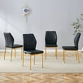 thumbnail image 3 of SUDICA Simple Chair - PU Material High Resilience Dining Chair with Metal Gold Leg.The Chair Back Has a Vertical Stripe Design with Smooth and Uniform Lines., 3 of 8