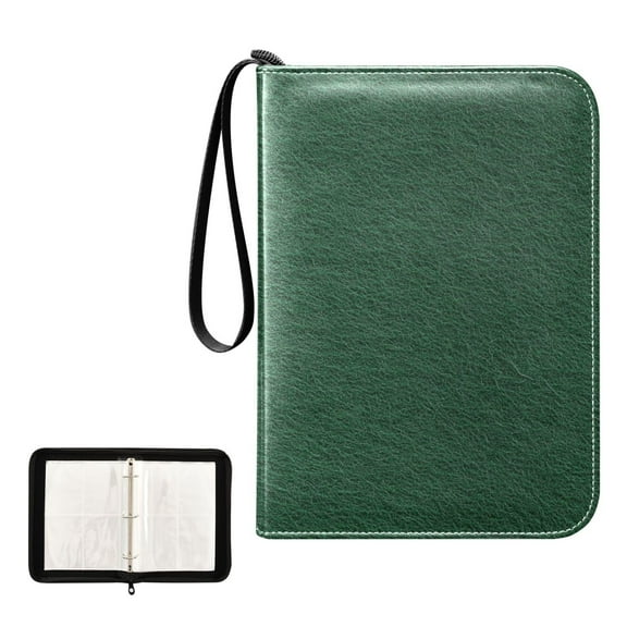 Trading Card Binder Album 400 Pockets 50 Removable 4-Pocket Pages Waterproof Dark Green Felt
