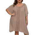 thumbnail image 4 of Bathing Suit Cover Up for Women Plus Size Swimsuit Coverup Summer Loose Beach Cover Up Crochet Design Dress, 4 of 10