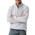 thumbnail image 2 of Quarter Zip Pullover Men 1/4 Zip Softshell Golf Jacket Fleece Lined Wind Resistant Loose Sweatshirt Zipper Pockets Spring Fall Big & Tall Size M-4XL Gray, 2 of 9