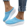 thumbnail image 3 of Domzle Slip-On Mules Sneakers for Women Backless Knit Comfortable Lightweight with Arch Support Walking Shoes for Travel House Office Sky Blue 40, 3 of 6