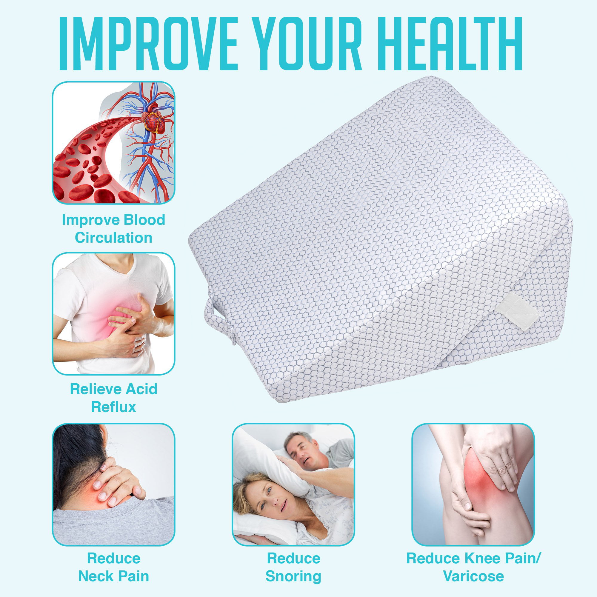 Bed Wedge Pillow - Adjustable 9&12 Inch Folding Memory Foam Incline Cu —  All Sett Health