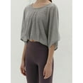 thumbnail image 5 of Womens Backless Crewneck Shirt Half Sleeved Sunscreen Tops Summer Casual Loose Workout Holiday Blouse Tops Grey L, 5 of 6