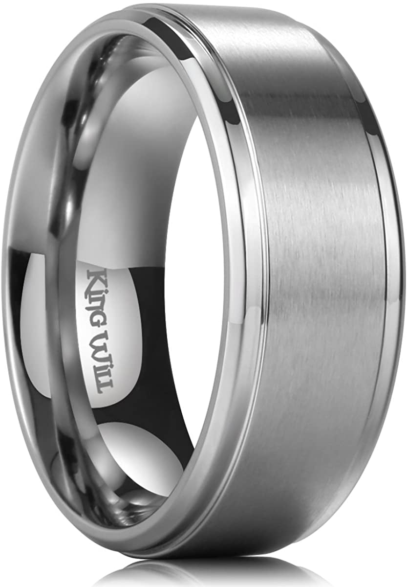 King Will Basic 8mm Mens Titanium Ring Wedding Band Brushed Matte Finished Engagement Ring Comfort Fit