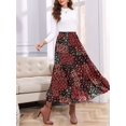 thumbnail image 6 of Jaimenalin Women'S Chiffon Elastic High Waist Pleated A-Line Flared Maxi Skirts Flower-215 XL, 6 of 9