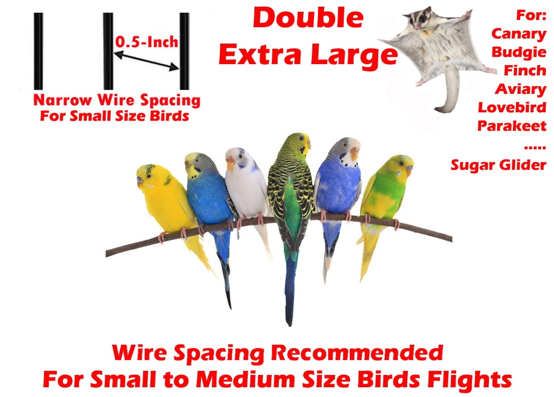 EXTRA LARGE Double Center Divider Flight Bird Breeder Rolling Cage Side Nesting Doors For Breeding Canary Parakeet Cockatiel Lovebird Finches with Removable Stand
