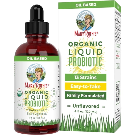 MaryRuth Organics Liquid Probiotics USDA Organic Vegan Non-GMO for Adults & Kids Digestive Health 1 Count 4 fl Oz
