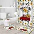 thumbnail image 3 of FMSHPON Sunflower 4 Piece Bathroom Set Shower Curtain Bath Rug Contour Mat and Toilet Lid Cover, 3 of 8