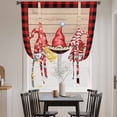 thumbnail image 3 of Christmas Tie Up Curtains 45 Inches Long, Kitchen Window Curtains Over Sink, Gnomes Poinsettia Wooden Grain Red Black Plaid Small Window Curtains Shade Balloon Curtains Valances for Bedroom 34"x45", 3 of 8