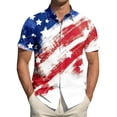thumbnail image 2 of Mens 250 Years America Shirt Patriotic Star Print Patriotic Short Sleeve Button Down Blouse V Neck Memorial Day Comfy Daily Spring Tees Regular Fit,XL,#04 Pink, 2 of 5