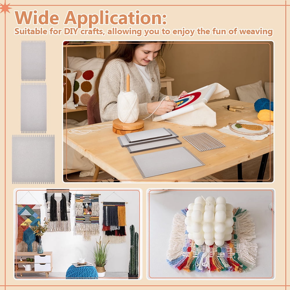 24Pcs 3 Styles Cardboard Weaving Looms Weaving Auxiliary Boards Knitting Tools Rectangle Gray 25~33x15~25x0.2cm 8pcs/style diy