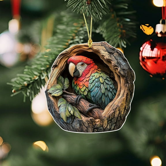 Christmas Tree Ornaments Acrylic Animal Car Ornaments, 1 Pack 3mm Thick 2D Acrylic Zoo Animals Keychains with Hanging Loop Stocking Stuffers Backpack Clips