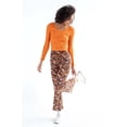 thumbnail image 3 of Cappuccino Floral Flares - Women's Bell Bottom Pants, Brown/Orange, 3 of 4