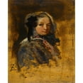 thumbnail image 2 of Félix Ziem 15x18 Gold Ornate Wood Frame and Double Matted Museum Art Print Titled - Young Girl Portrait (1845 - 1848), 2 of 4