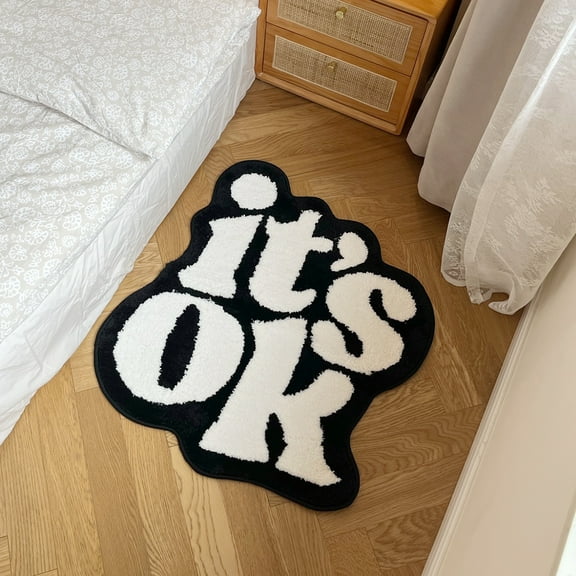 LAKEA It's OK Rug Handmade Fluffy Plush Tufted Living Room for Bedroom Dorm Suitable for Room Decor Housewarming Gift