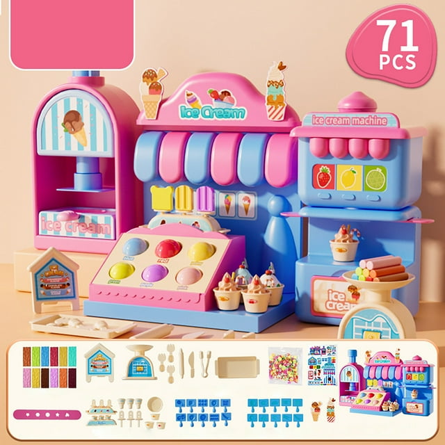 Lisbinx - Máquina para hacer puré de helado para niños, arcilla, plastilina, moldes de helado de simulación, juego de juguetes para la casa de juegos