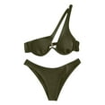 thumbnail image 1 of WREESH Costume de Maillot de Bain 2 Pcs pour Femmes avec Short Taille Haute Croisé et Fente, 1 of 2