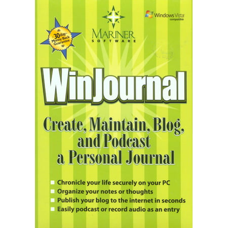 Mariner Software WinJournal for Windows PC- XSDP -60000 - Effortlessly organize and record your thoughts and daily events with this journal software. Publish entries to your favorite blog site (Best Pc Under 60000)