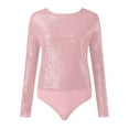 thumbnail image 4 of HXWCHs Elegant Sparkly Slim Fit Long Sleeve Jumpsuit Bodysuit Solid Color Evening Party Wear for Women Pink L, 4 of 6