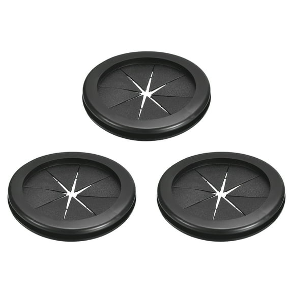 3Pcs Double Sided Rubber Grommets 2-1/2"(62mm) ID 2-3/4"(70mm) Drill Hole, Black