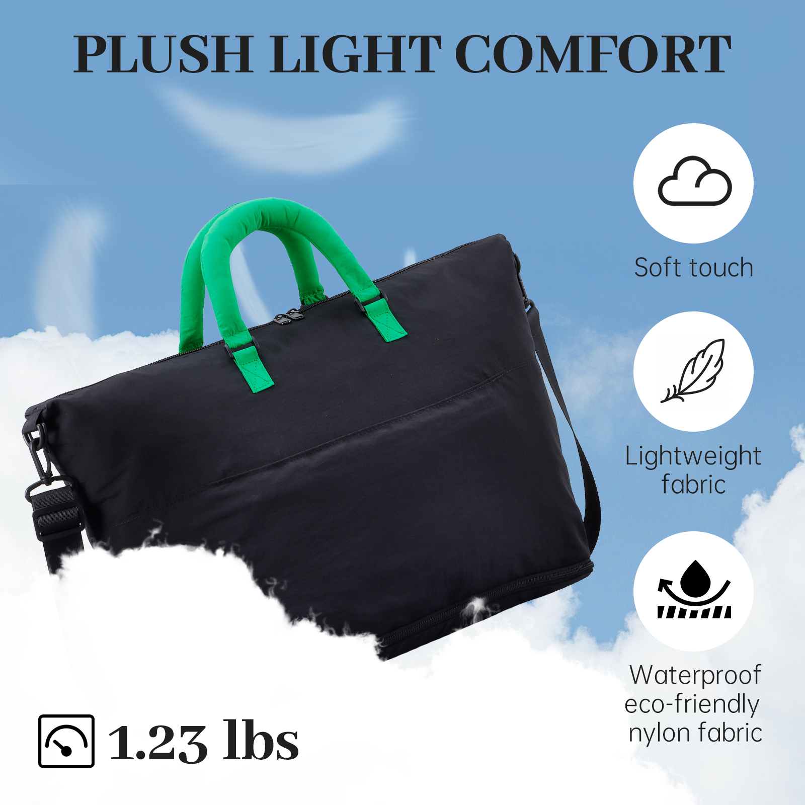 URSOFINE Travel Duffle Bag, Large Capacity Expandable Weekender Bag with Luggage Sleeve, Waterproof Nylon Overnight Bag for Women Men, Gym Bag Hospital Bag with Laptop Pocket