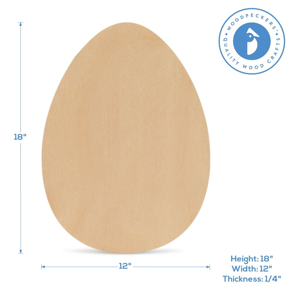 Woodpeckers Large Wood Egg Cutout 18 x 12 inch Pack of 6 Unfinished Egg Cutouts to Paint for Easter Spring Crafts and Decorations