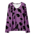 thumbnail image 2 of LEEYNEER Pullover Tops for Women Raglan Long Sleeve Sweatshirt Casual Round Neck Printing Loose Blouse Purple S, 2 of 6