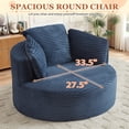 thumbnail image 3 of Muumblus 48.8" Oversized Accent Barrel Chair, Fluffy Round Lazy Sofa Chair for Adults, No Assembly Required, Blue Corduroy, 3 of 9