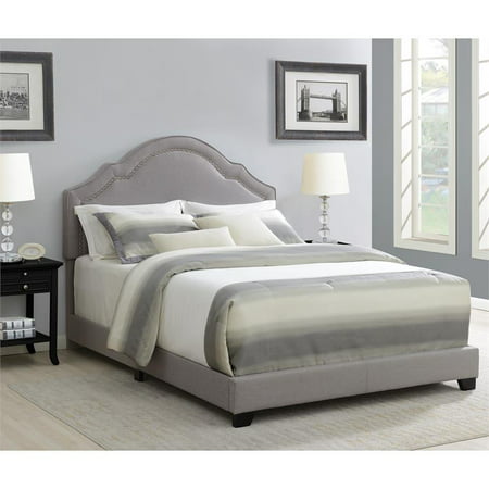 Back Upholstered King Bed In Smoke Grey, Chambery Shelter Back King Upholstered Panel Bed