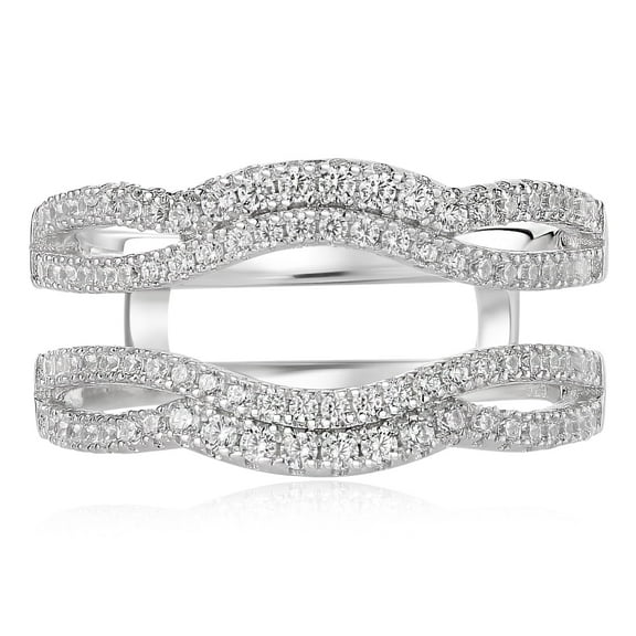 Newshe Bridal Ring Enhancer for Engagement Rings Wedding Band for Women AAAAA Cz Eternity Ring Guard Size 7