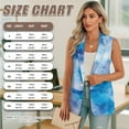 thumbnail image 7 of Uorisanigo Blue Watercolor Print Women's Vest Tops Loose Sleeveless Women's Suit Vest with Pockets Lightweight Open Front Vests Blazer Elegant Outerwear Size 3XL, 7 of 7