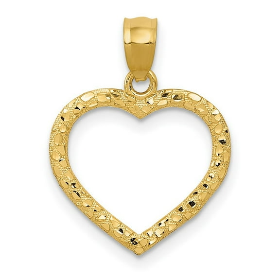 14k Yellow Gold Polished Sparkle Cut Nugget Love Heart Pendant Necklace Measures 15x20.7mm - Pendant for Women