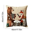 thumbnail image 3 of Lilixerw Embroidery Christmas Pillow Covers Cartoon Animal Bear Fox Print Cotton Linen Decorative Throw Pillow Cover,Cushion Cover 18x18 Inch, 3 of 6