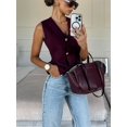 thumbnail image 3 of Elegante cárdigan de punto de un botón marrón para mujer, suéter suelto de manga larga con cuello en V liso, ropa de calle femenina de otoño 2024, 3 of 5