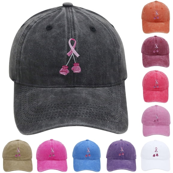 Unisex Cancer Awareness Washed Baseball Cap for Men Women Summer Outdoor Sun Protection Hat Black