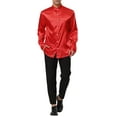 thumbnail image 2 of INSPIRE CHIC Men's Satin Band Collar Long Sleeve Slim Fit Solid Dress Shirts, 2 of 6