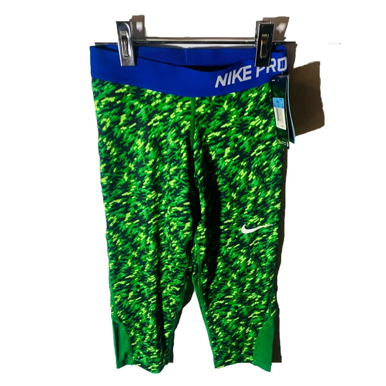 Nike Girls' Pro Hypercool Capri Leggings Green/Blue (10-12 Big
